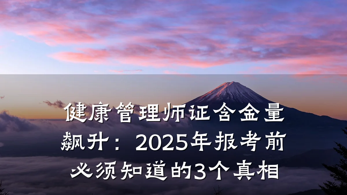 健康管理师证含金量飙升：2025年报考前必须知道的3个真相