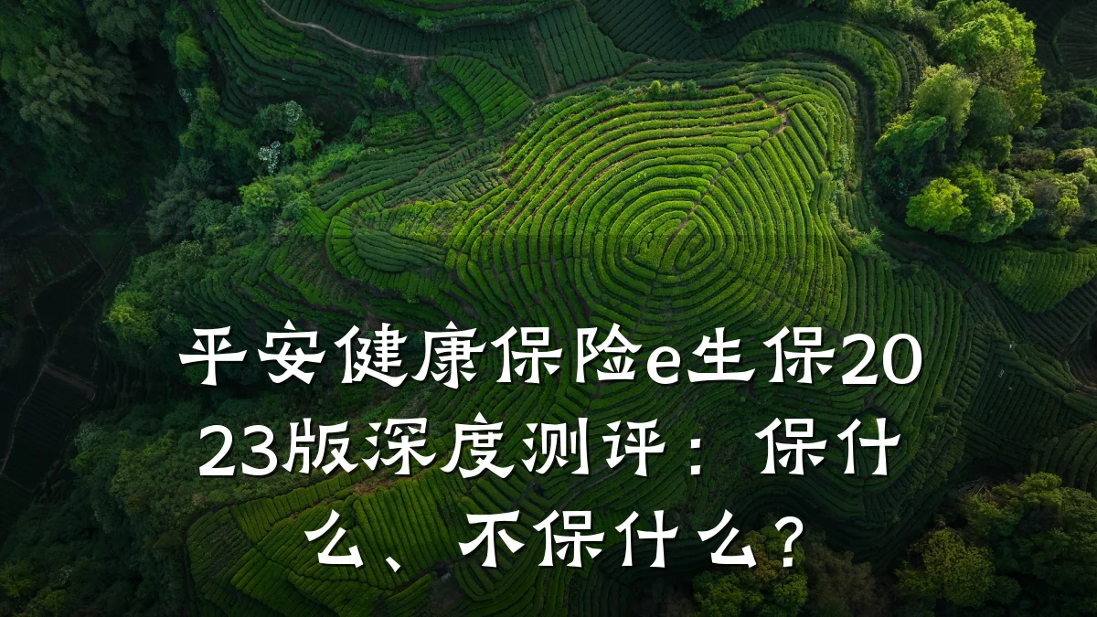 平安健康保险e生保2023版深度测评:保什么、不保什么?