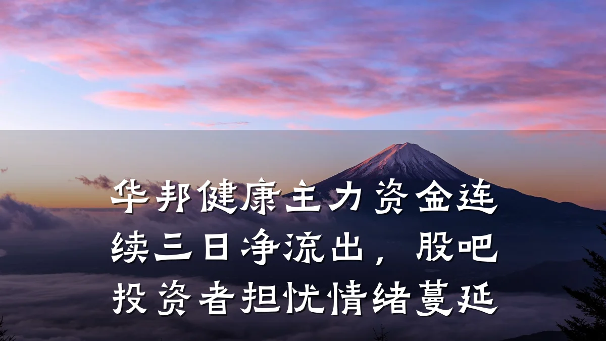 华邦健康主力资金连续三日净流出，股吧投资者担忧情绪蔓延