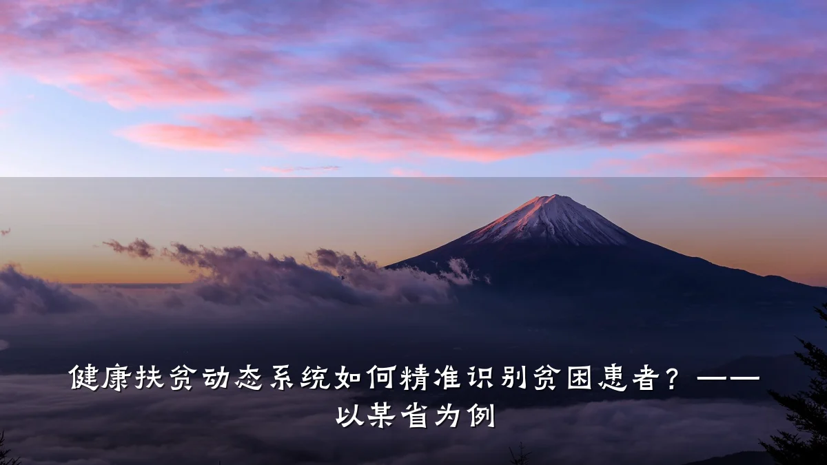 健康扶贫动态系统如何精准识别贫困患者?—— 以某省为例