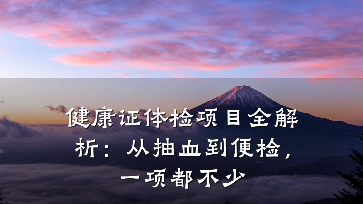 健康证体检项目全解析:从抽血到便检,一项都不少
