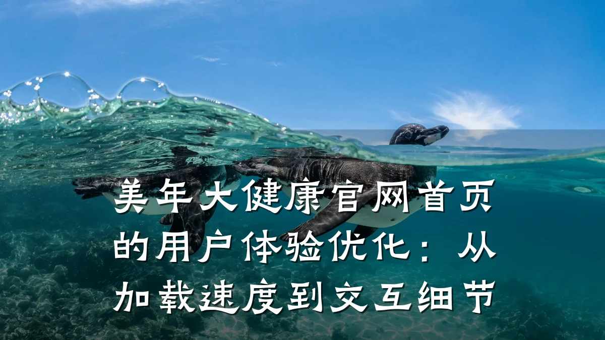 美年大健康官网首页的用户体验优化:从加载速度到交互细节