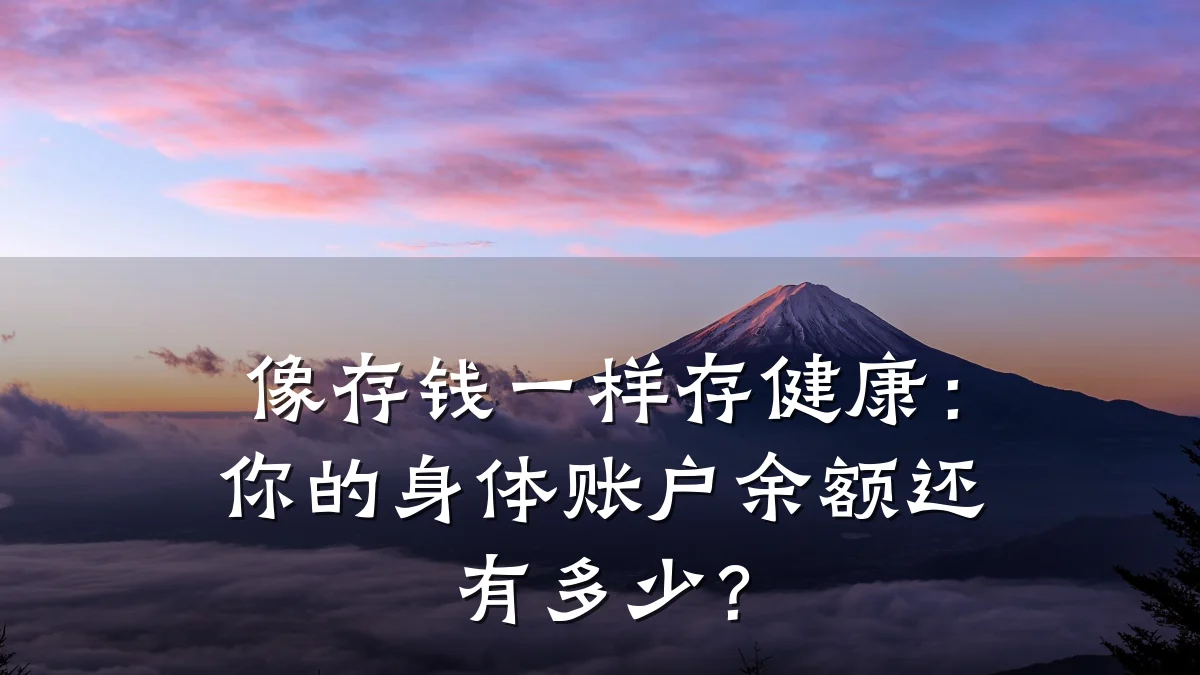 像存钱一样存健康:你的身体账户余额还有多少?
