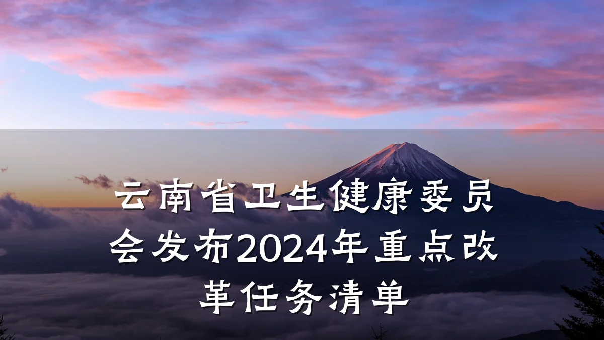 云南省卫生健康委员会发布2024年重点改革任务清单