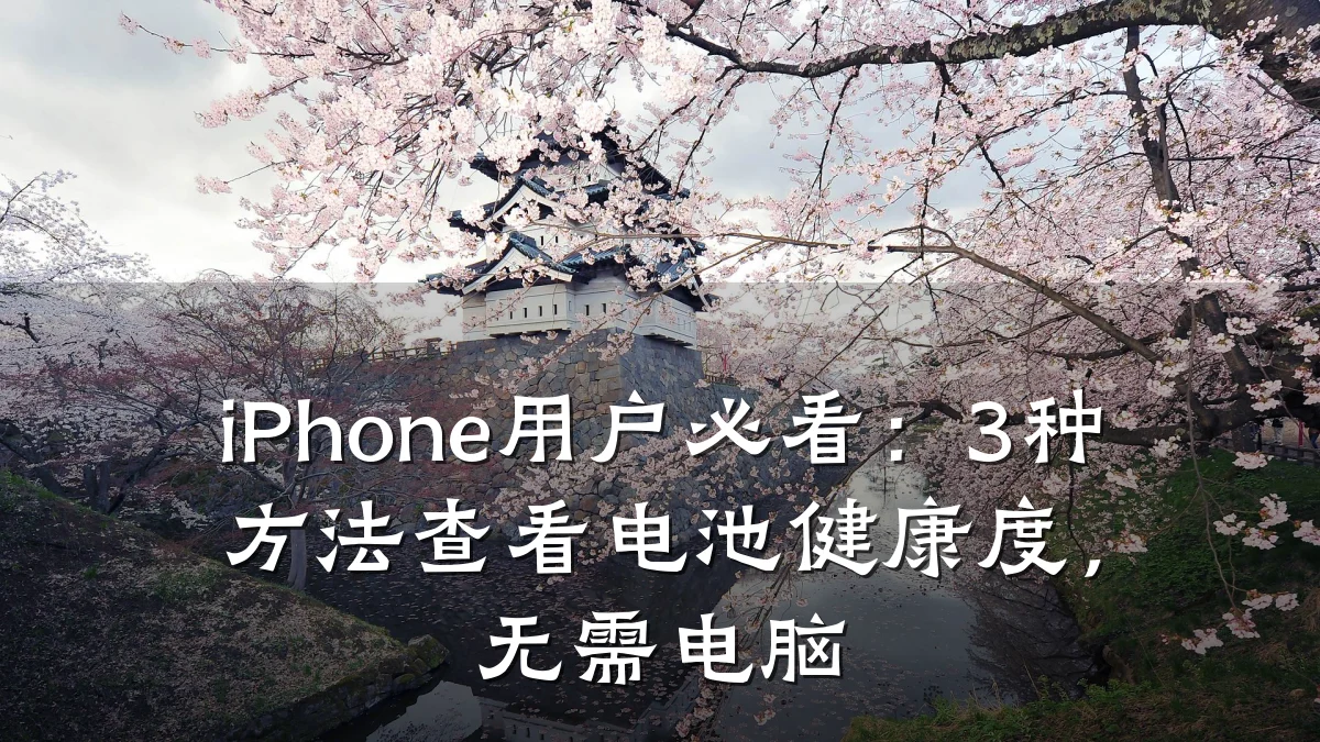 iPhone用户必看:3种方法查看电池健康度,无需电脑