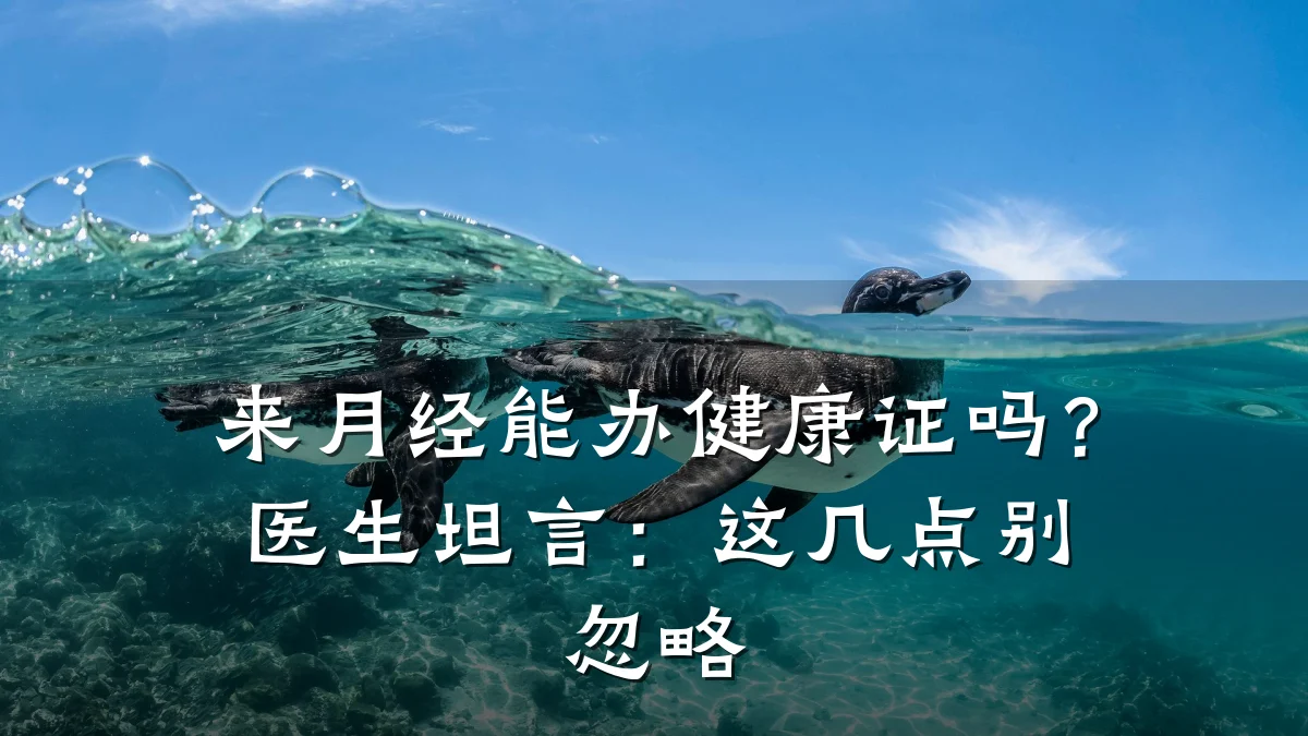 来月经能办健康证吗?医生坦言:这几点别忽略