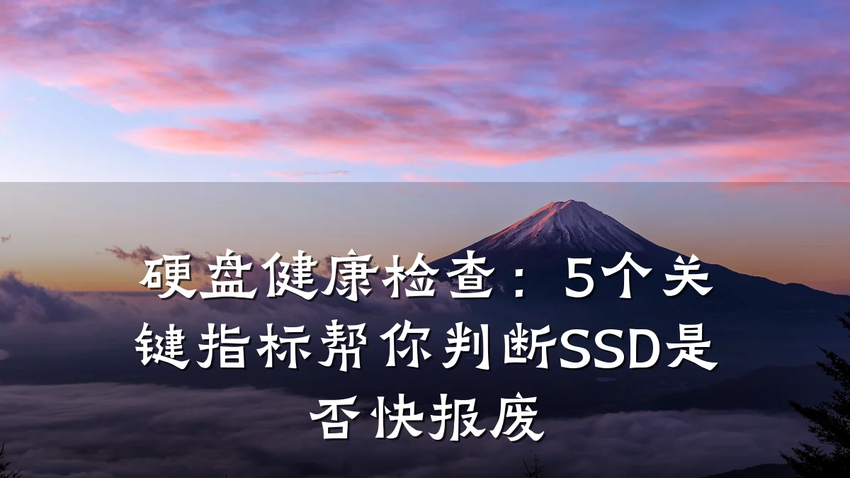 硬盘健康检查:5个关键指标帮你判断SSD是否快报废