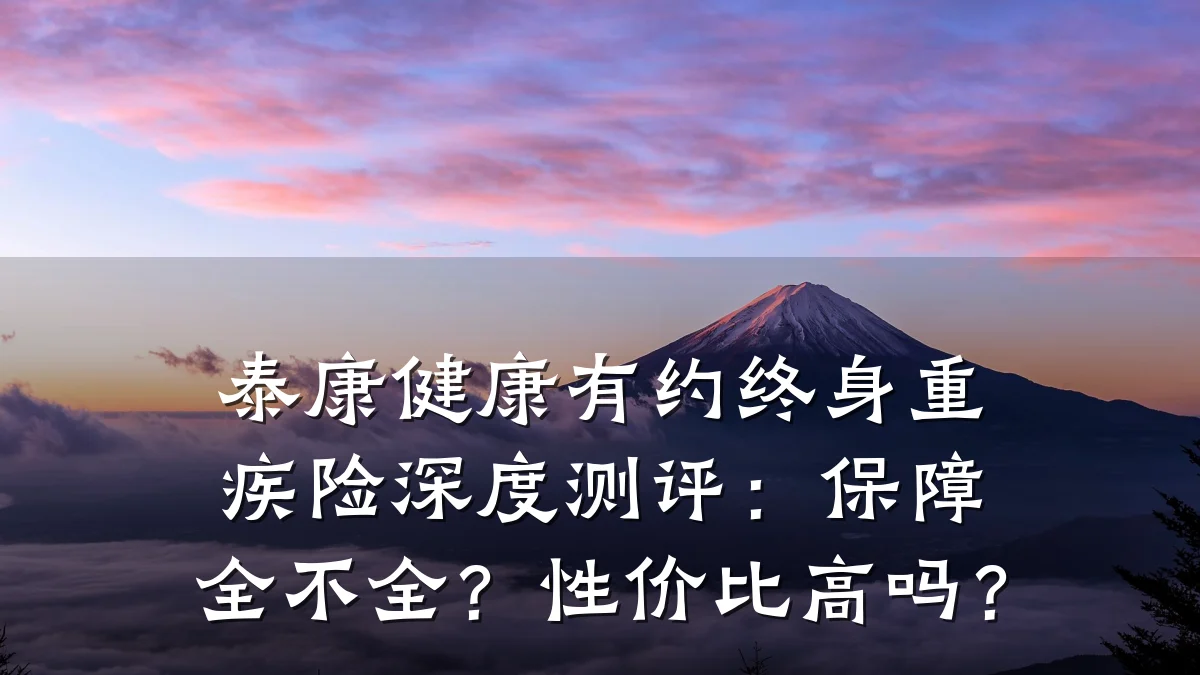 泰康健康有约终身重疾险深度测评:保障全不全?性价比高吗?