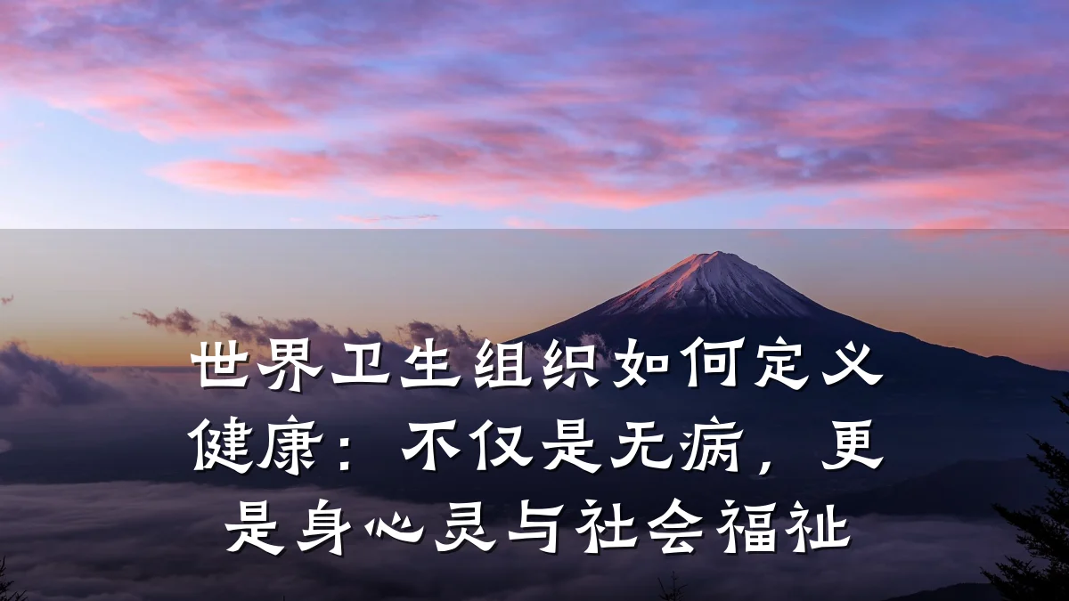 世界卫生组织如何定义健康:不仅是无病,更是身心灵与社会福祉