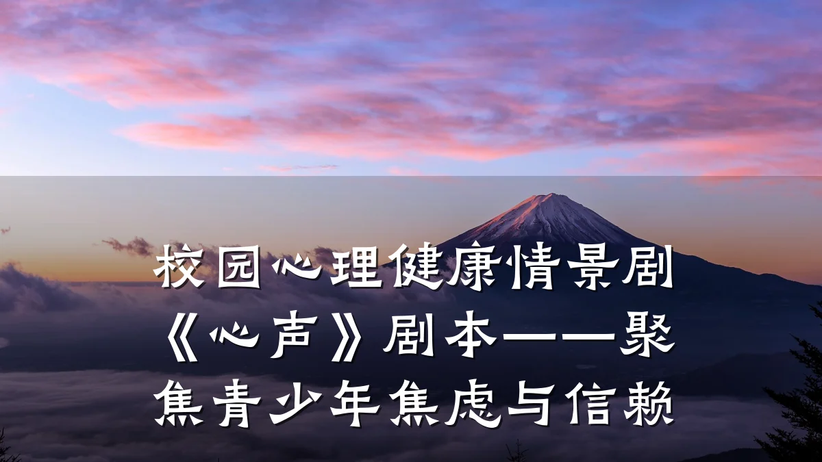 校园心理健康情景剧《心声》剧本——聚焦青少年焦虑与信赖