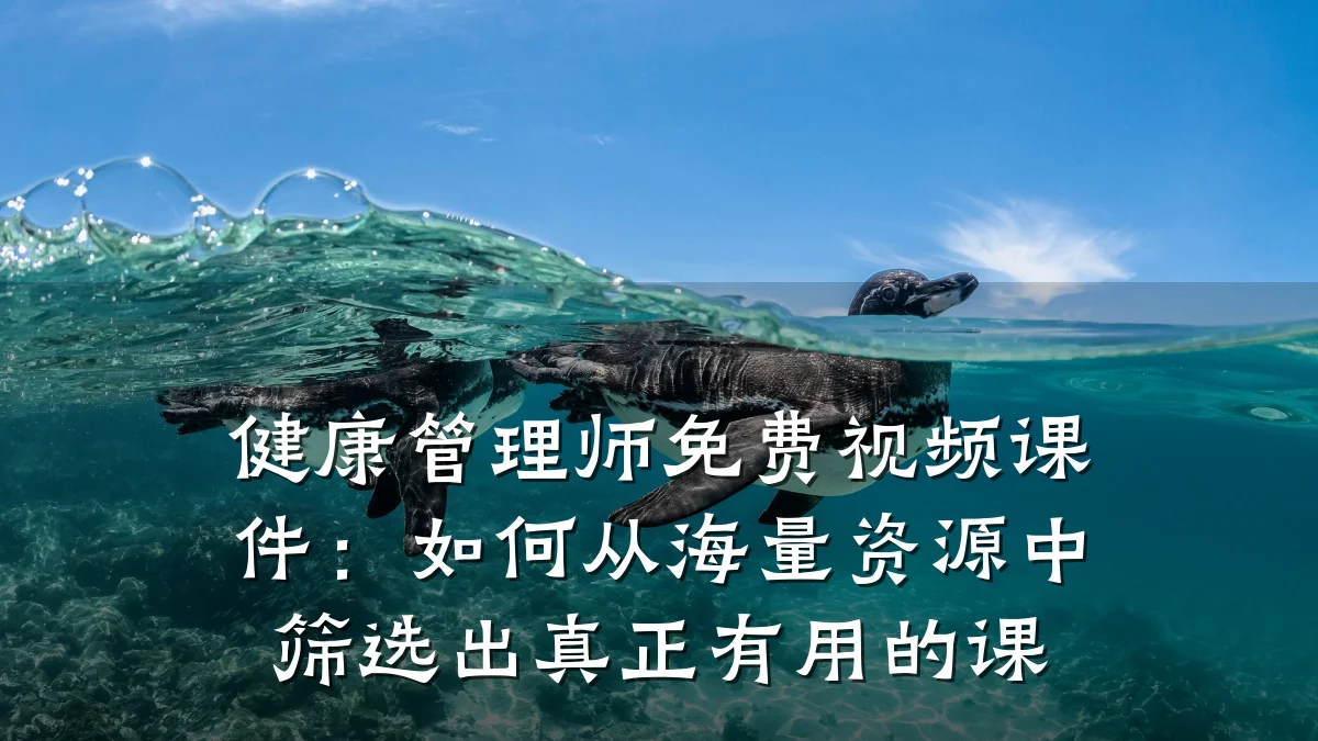 健康管理师免费视频课件:如何从海量资源中筛选出真正有用的课