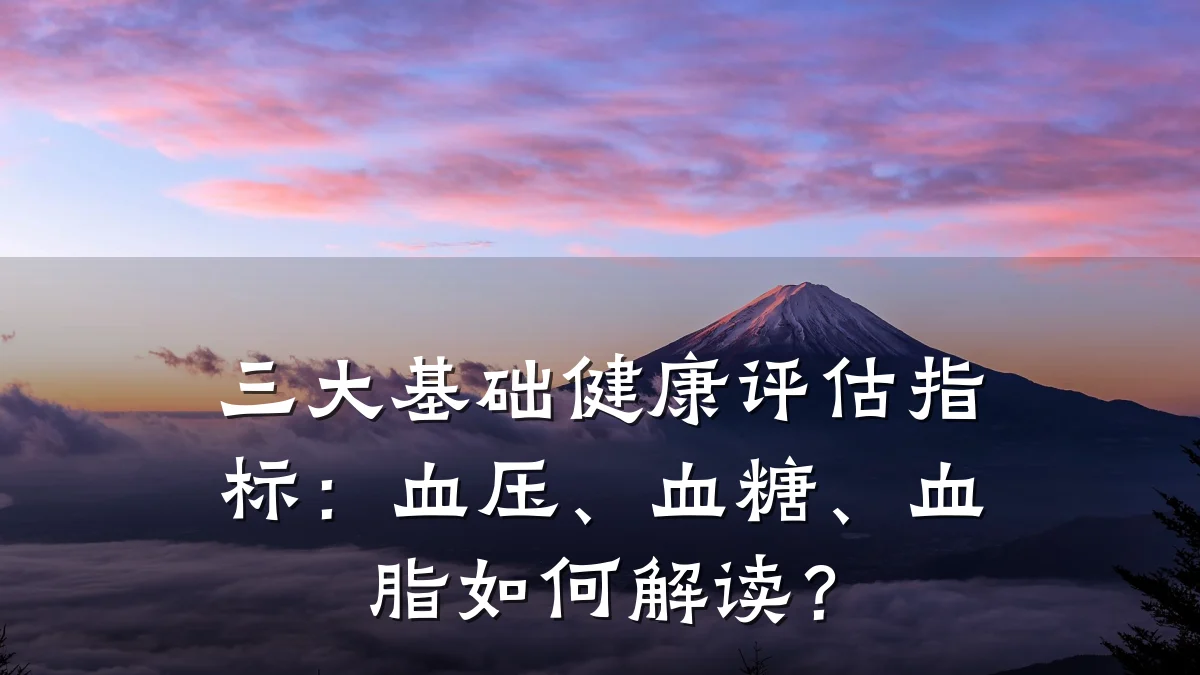 三大基础健康评估指标:血压、血糖、血脂如何解读?