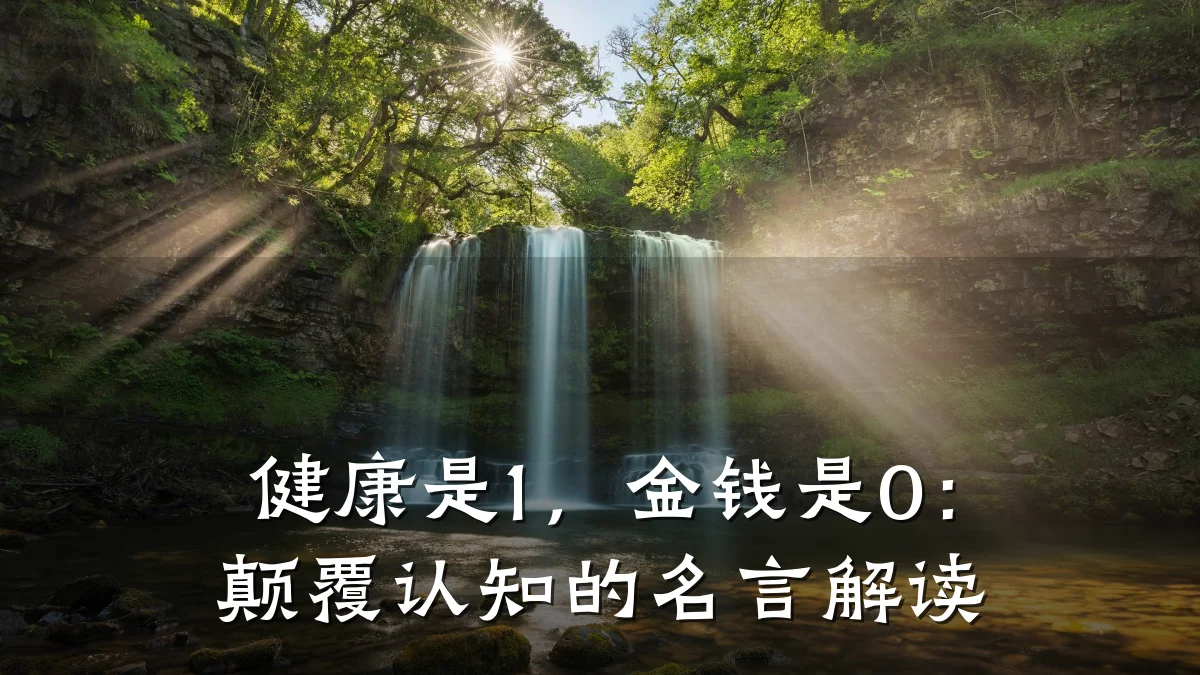 健康是1,金钱是0:颠覆认知的名言解读