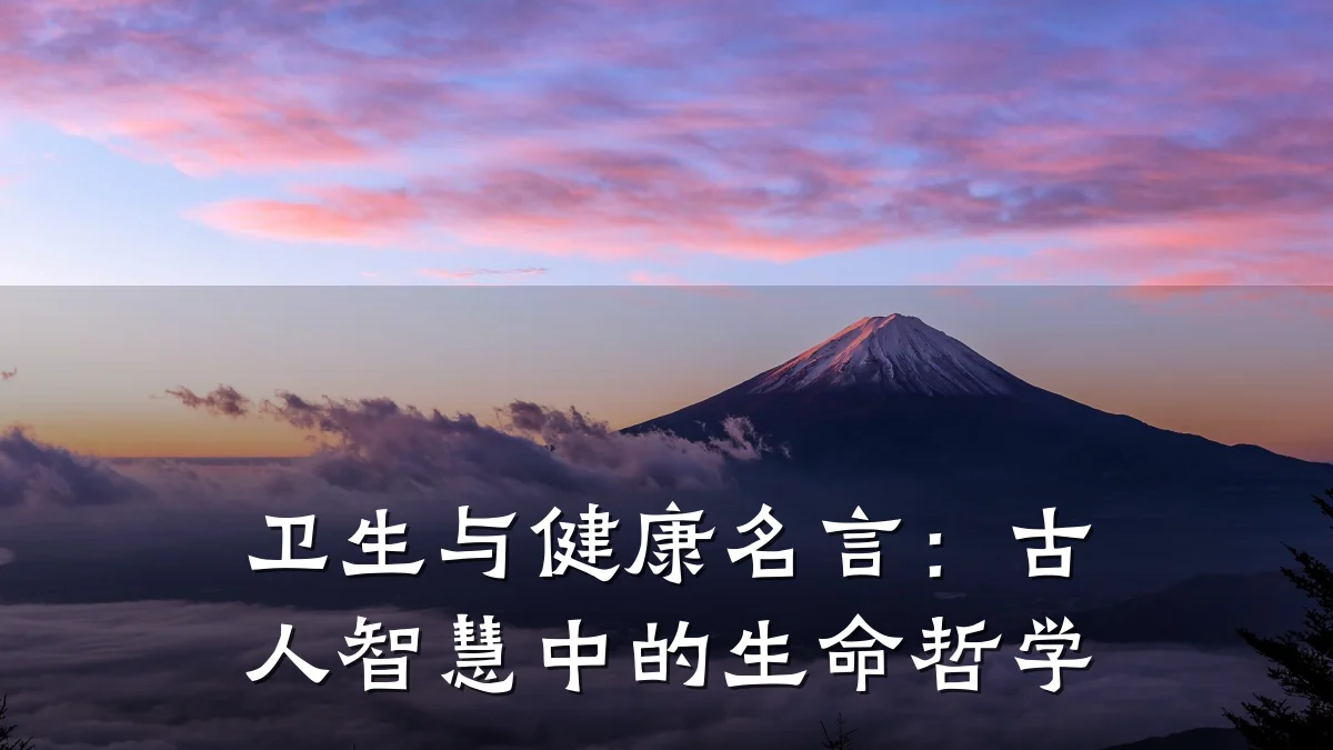 卫生与健康名言:古人智慧中的生命哲学