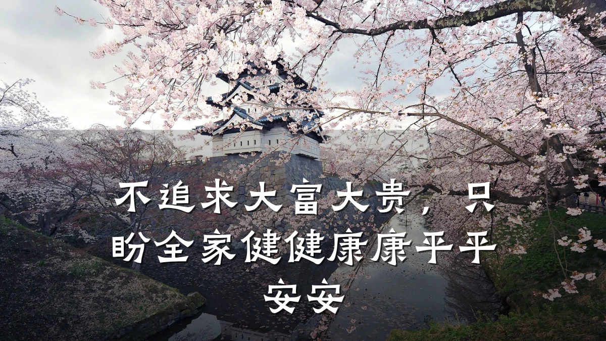 不追求大富大贵,只盼全家健健康康平平安安