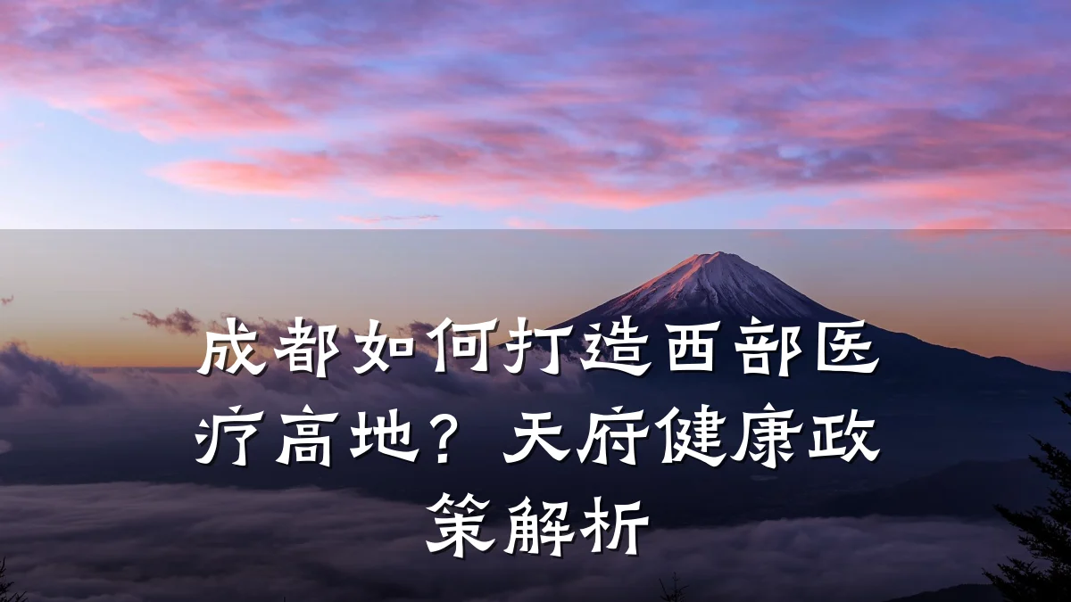 成都如何打造西部医疗高地?天府健康政策解析