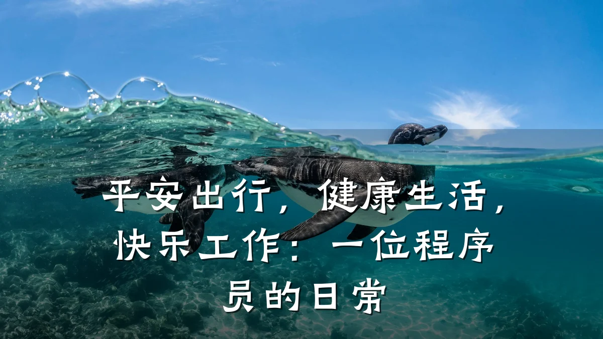 平安出行,健康生活,快乐工作:一位程序员的日常